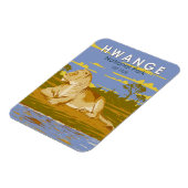 Hwange National Park Zimbabwe Reiskunst Vintage Magneet (Linkerzijde)
