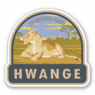 Hwange National Park Zimbabwe Reiskunst Vintage Sticker