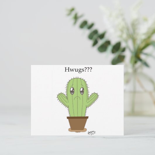 "Hwugs???" Cactus Briefkaart (Staand voorkant)