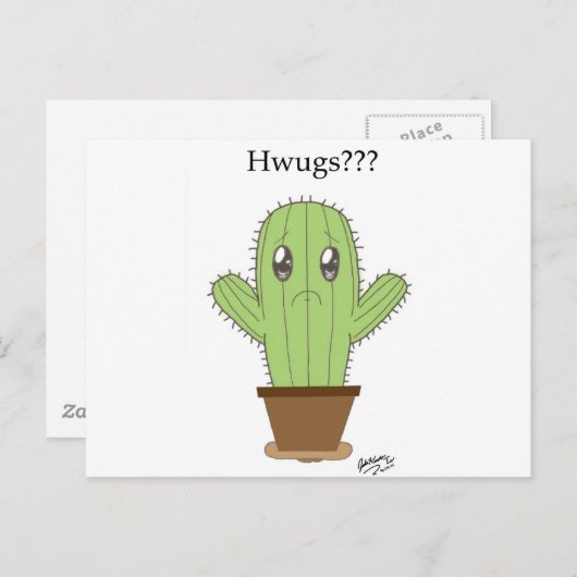 "Hwugs???" Cactus Briefkaart (Voorkant / Achterkant)