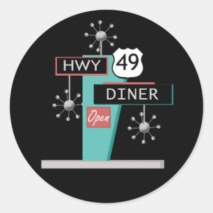 HWY 49 Diner Ronde Sticker