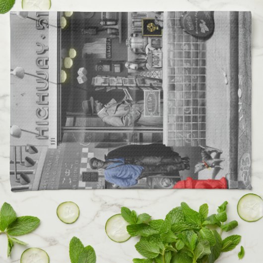 HWY 51 Silver 2 Theedoek (Gevouwen)