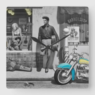 HWY 51 Silver Vierkante Klok