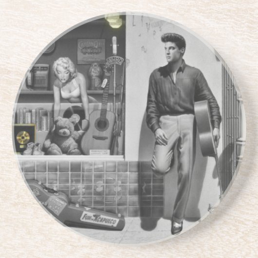 HWY 51 Silver Zandsteen Onderzetter (Voorkant)