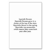Hyacint Bloemen Custom Reading Flashcards Kaart (Achterkant)