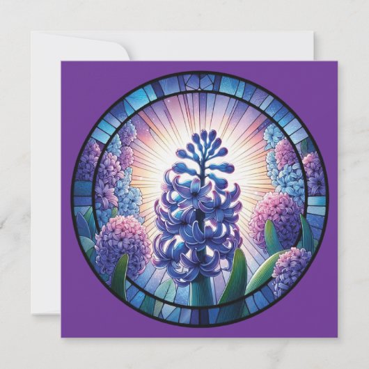 Hyacint Glas in lood Art Kaart (Voorkant)