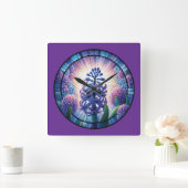 Hyacint Glas in lood Art Vierkante Klok (Huis)
