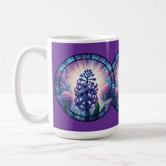 Hyacint Glas-in-lood Kunst Koffiemok (Links)