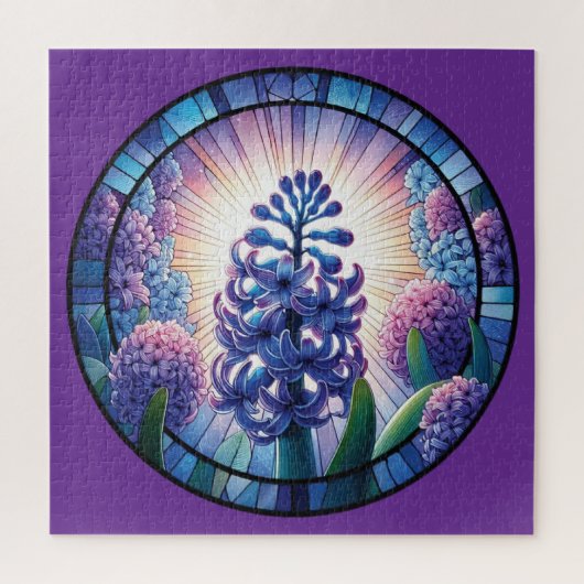 Hyacint Glas-in-lood Kunst Legpuzzel (Verticaal)