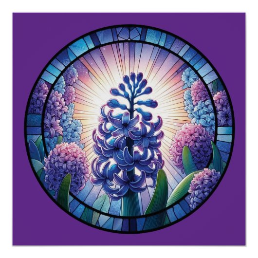 Hyacint Glas-in-lood Kunst Perfect Poster (Voorkant)