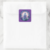 Hyacint Glas-in-lood Kunst Vierkante Sticker (Tas)