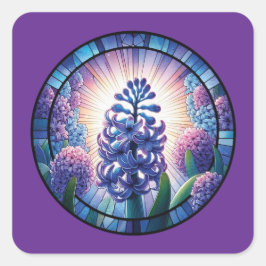Hyacint Glas-in-lood Kunst Vierkante Sticker