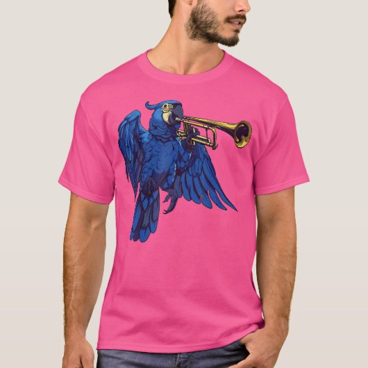 Hyacint Macaw speelt trompet T-shirt (Voorkant)