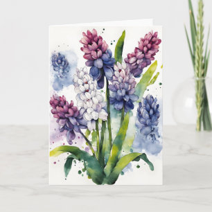 Hyacint - Watercolorbloemen Kaart