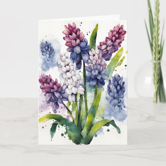 Hyacint - Watercolorbloemen Kaart (Voorkant)