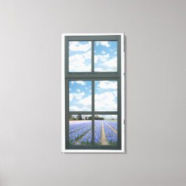 Hyacinten Floral Faux Window Uitzicht Canvas Afdruk