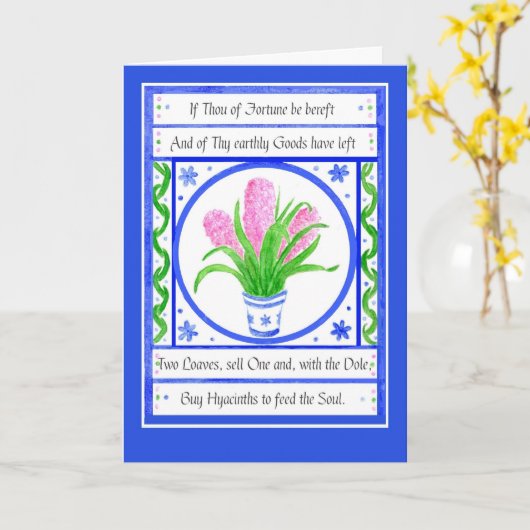 Hyacinten Inspirerend Quote Wenskaart Kaart (Gele Bloem)