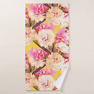 Hyacinth- en peonisbloemen, naadloos patroon. Wat Badhanddoek