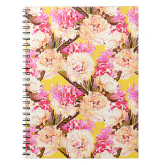 Hyacinth- en peonisbloemen, naadloos patroon. Wat Notitieboek