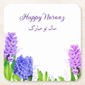 Hyacinth Flowers Paars Blue Pink Happy Norooz Kartonnen Onderzetters (Voorkant)