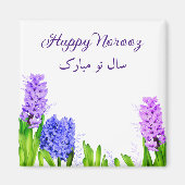 Hyacinth Flowers Paars Blue Pink Happy Norooz Magneet (Voorkant)
