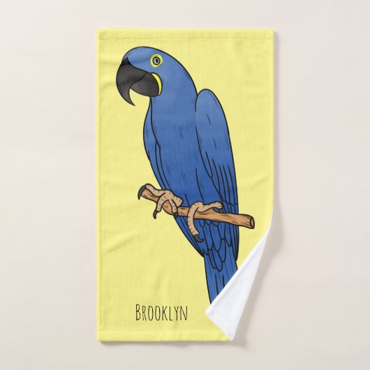 Hyacinth macaw bird cartoon illustraties bad handdoek (Handdoek)