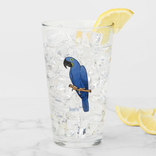 Hyacinth macaw bird cartoon illustraties glas (Achterkant ijs)