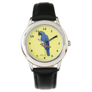 Hyacinth macaw bird cartoon illustraties horloge