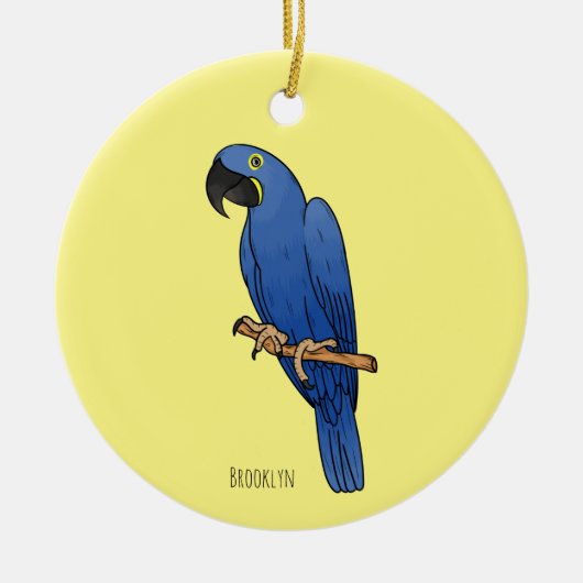 Hyacinth macaw bird cartoon illustraties keramisch ornament (Voorkant)