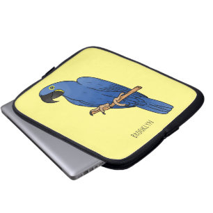 Hyacinth macaw bird cartoon illustraties laptop sleeve