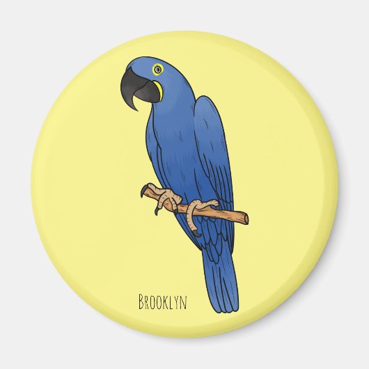 Hyacinth macaw bird cartoon illustraties magneet (Voorkant)