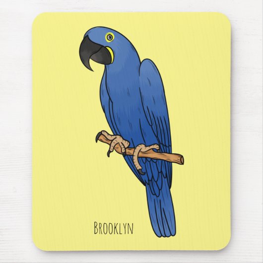 Hyacinth macaw bird cartoon illustraties muismat (Voorkant)