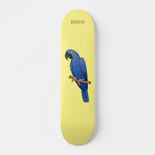 Hyacinth macaw bird cartoon illustraties persoonlijk skateboard (Voorkant)