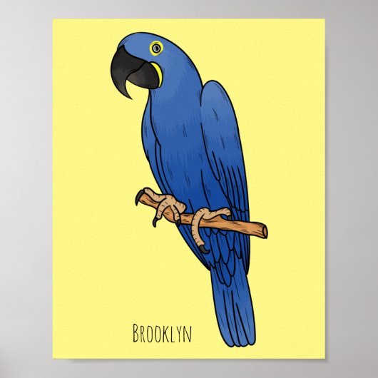 Hyacinth macaw bird cartoon illustraties poster (Voorkant)