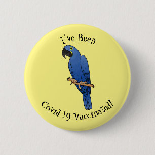 Hyacinth macaw bird cartoon illustraties ronde button 5,7 cm