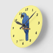 Hyacinth macaw bird cartoon illustraties ronde klok (Hoek)