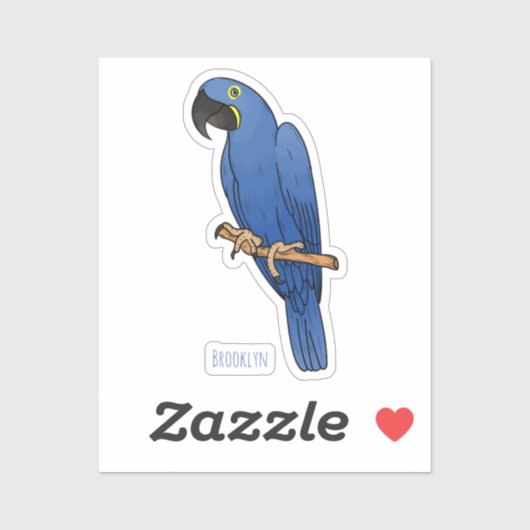 Hyacinth macaw bird cartoon illustraties sticker (Vel)