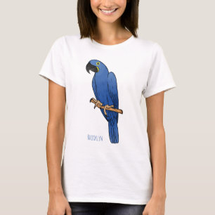 Hyacinth macaw bird cartoon illustraties t-shirt