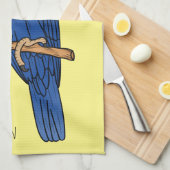 Hyacinth macaw bird cartoon illustraties theedoek (Quarter Fold)