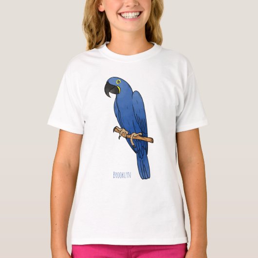 Hyacinth macaw bird cartoon illustration  t-shirt (Voorkant)