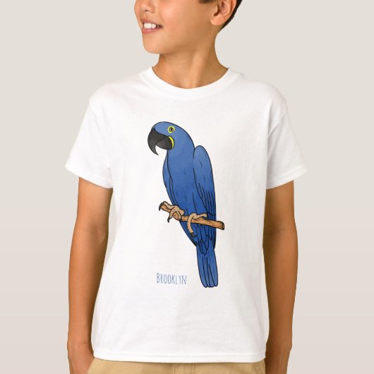 Hyacinth macaw bird cartoon illustration  t-shirt (Voorkant)