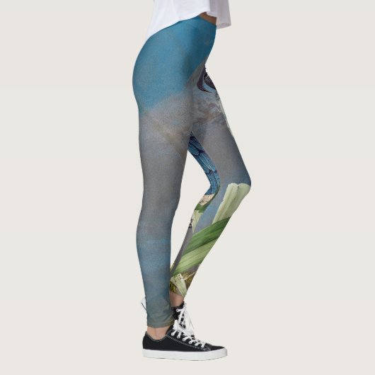Hyacinth Macaw Parrot Bird Over Print Leggings (Rechts)