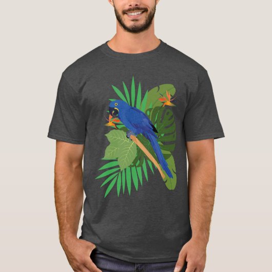 Hyacinth macaw with leaves t-shirt (Voorkant)