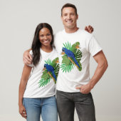 Hyacinth macaw with leaves t-shirt (Unisex)