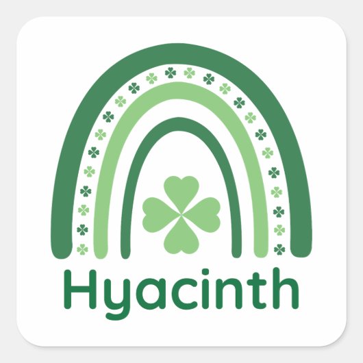 Hyacinth Name Clover Boho Rainbow Vierkante Sticker (Voorkant)
