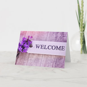 Hyacinth Paars Wood Sign Spring Floral Welcome Kaart