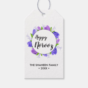 Hyacinth Paars Wreath Happy Norooz nieuwjaar Cadeaulabel