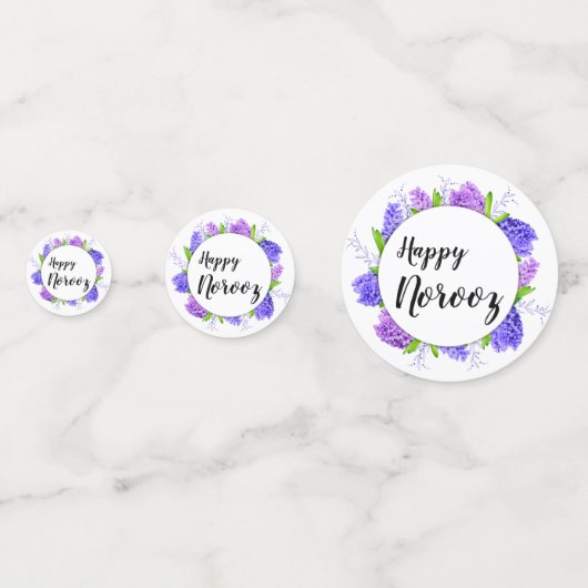 Hyacinth Wreath Happy Norooz Paars nieuwjaar Confetti (Achterkanten)