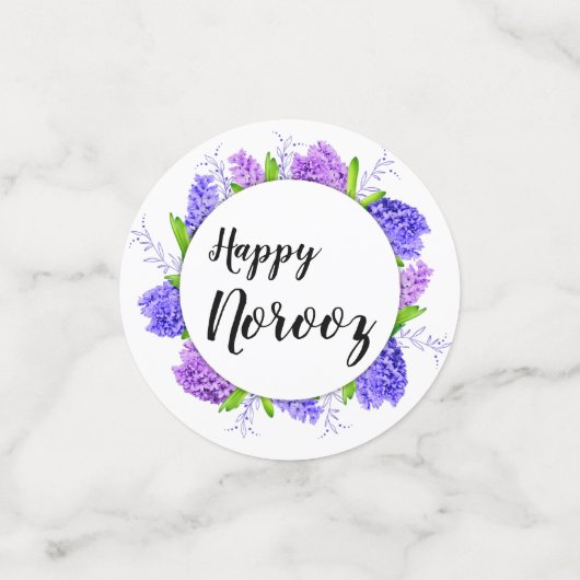 Hyacinth Wreath Happy Norooz Paars nieuwjaar Confetti (Kleine voorkant)