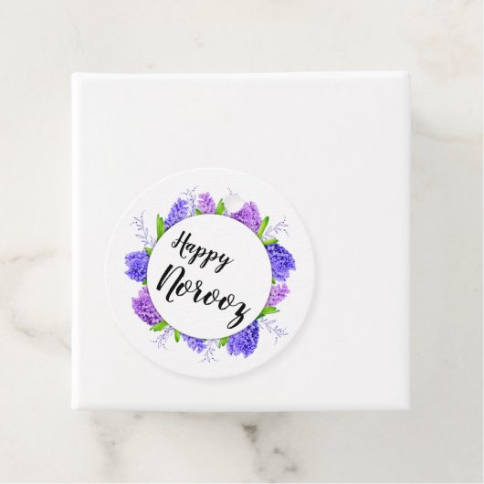 Hyacinth Wreath Paars Happy Norooz nieuwjaarscadea Bedankjes Labels (In situ)